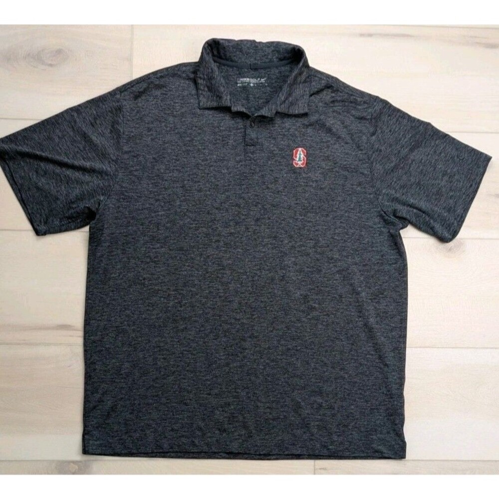 Nike Golf Polo Shirt Mens XL Stanford Cardinal Charcoal Gray Heather Dri-Fit